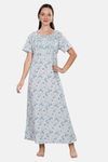Naidu Hall Cotton Full Length Nightdress - Light Blue — thumbnail 6